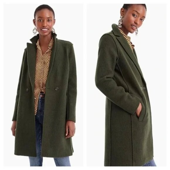 NWT J.Crew Daphne Topcoat in Green Italian Boiled Wool size 00 - Picture 3 of 12